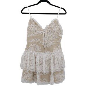 Klesis Lace Dress Women L Beige Feminine Romantic Delicate Ethereal Dainty Party
